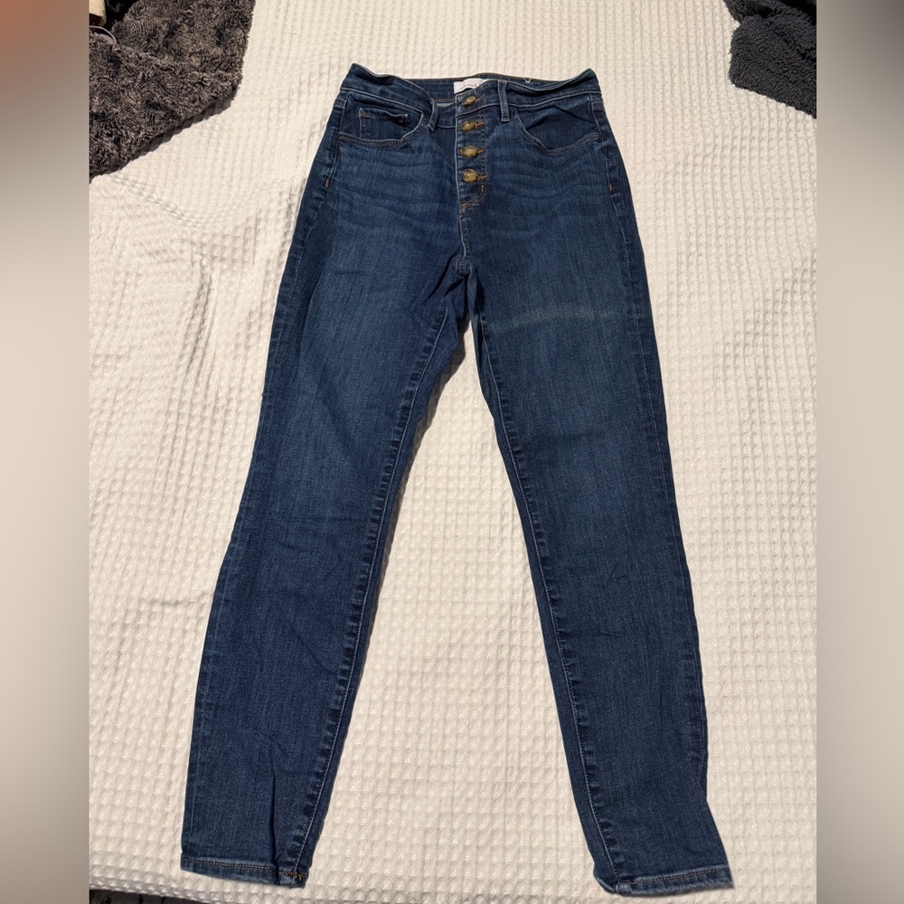 LOFT High Rise Dark Blue Jeans